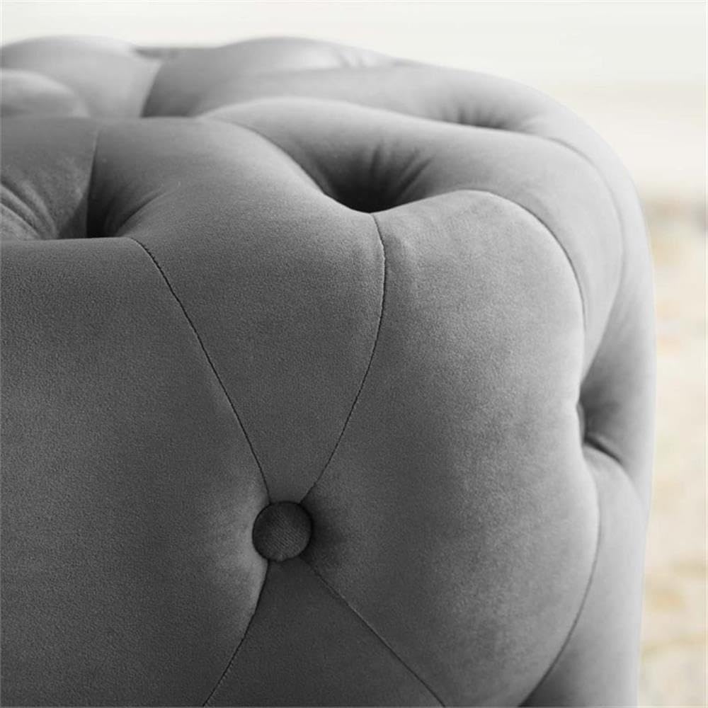 Modway EEI-3778-GRY Anthem Tufted Button Round Performance Velvet Ottoman, Gray