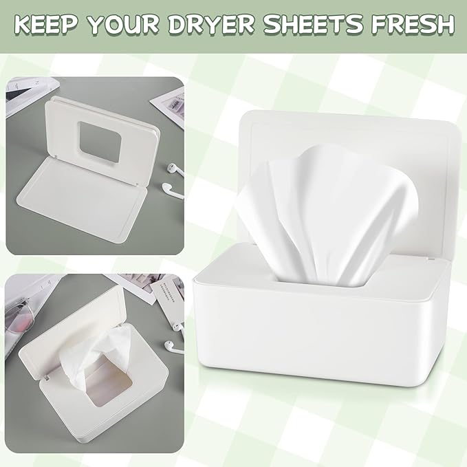 Newtay Dryer Sheet Holder with Hinged Lid, Plastic Dryer Sheet Dispenser - Image 3