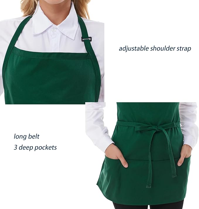 Aprons for Women with 3 Pockets, Server Apron, Aprons for Cooking, Chef Apron - Image 5