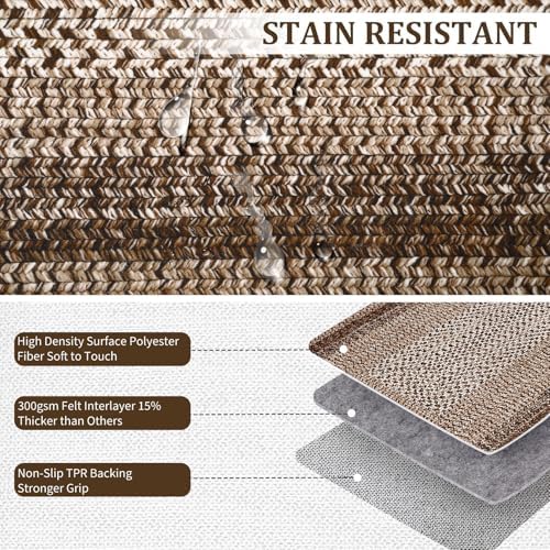 RUGSREAL 8x10 Washable Area Rug for Living Room with Rubber Backing