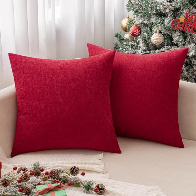 MIULEE Pack of 2 Red Couch Throw Pillow Covers 18x18 Inch Soft Cushion Covers - Image 9