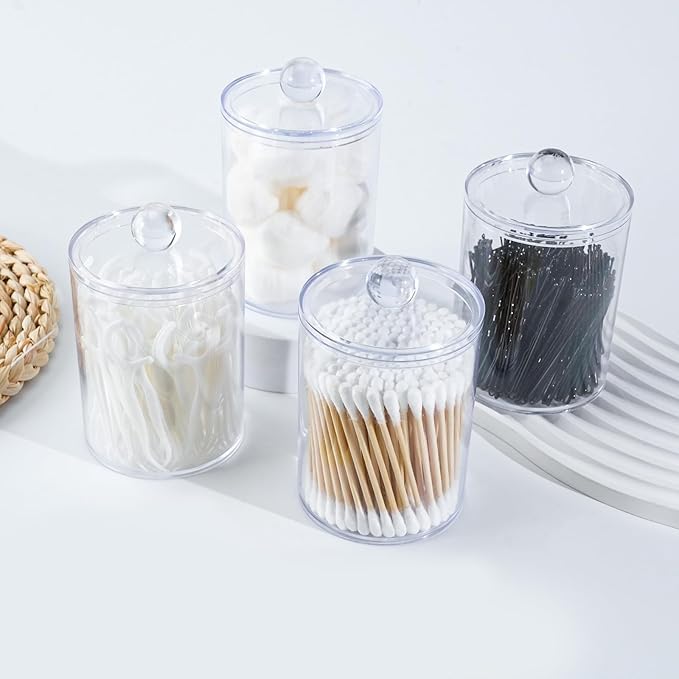 XIPENGKEJI 6 Pack Qtip Holder, Canister Apothecary Jar Set, Bathroom Jars - Image 5