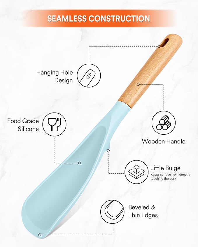 Cooking Spoon and Rice Scooper for Nonstick Cookwares, Wood Handle Spoon for - Image 4