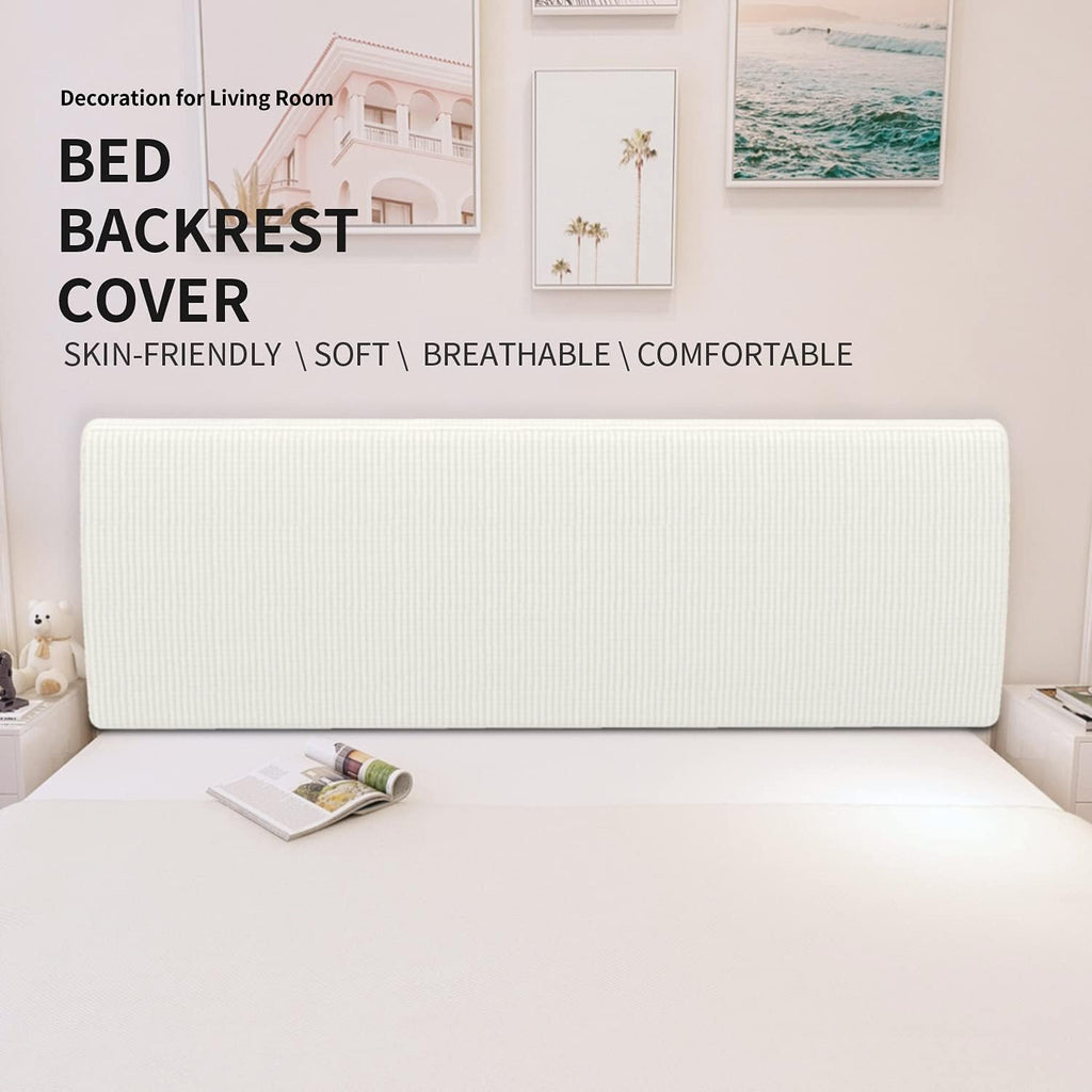 Easy-Going Stretch Jacquard Bed Headboard Cover, King, Cream | Dustproof Headboard Slipcover, Decorative Bed Head Cover for Bedroom Refurnishing and Daily Furniture Protection
