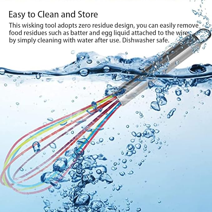 Silicone Whisk set of 3, 8+10+12in Kitchen Balloon Wire Whisks, Hand Egg Mixer - Image 6