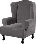 H.VERSAILTEX Wingback Chair Covers Velvet Plush Wing Chair Slipcover 1 Piece by HVERSAILTEX