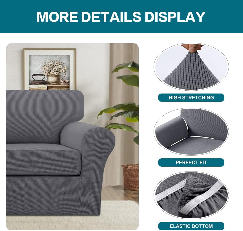 Turquoize 2 Piece Chair Covers Chair Slipcovers for Living Room Armchair Couc...