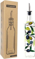17oz Hand Painted Glass Olive Oil Bottle Dispenser- 500ml Green Oil & Vinegar by YIYUKODO