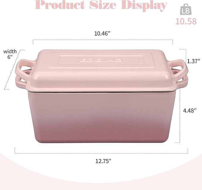 EDGING CASTING Enameled Cast Iron Dutch Oven, Oblong Bread Oven