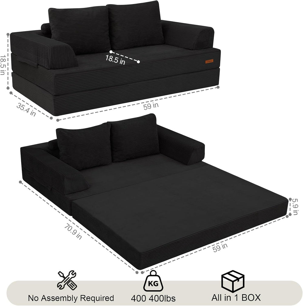 COMAX Futon Sofa Bed, Convertible Sofa Bed, Folding Boneless Couches | Low-Pr...
