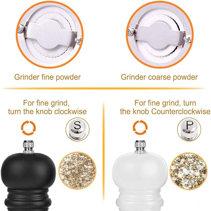 Premium Salt and Pepper Grinder Set of 2, Wood Salt and Pepper Shakers - Image 4
