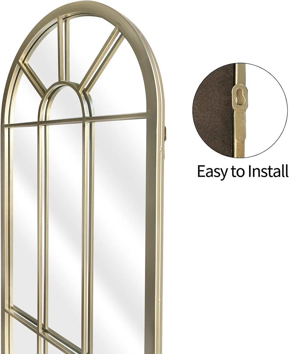 HQiJun Wall Mirror Window Decorative Mirrors Arched Farmhouse for Living Room...