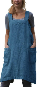 VLZUFE Cotton Linen Apron for women Cross Back Apron Pinafore Dress for Baking by Unknown