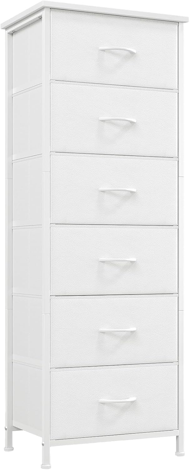 Somdot Tall Dresser for Bedroom, 6 Drawer Storage Cabinet, White