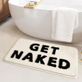 Ankah Get Naked Bath Mats, Rude Swear Words Unique Funky Cute Bathroom Rugs, Non Slip Rubber Backed Machine Washable, Cool Shag Absorbent Bath Rug for Your Home, 17.32" x 29.92", White