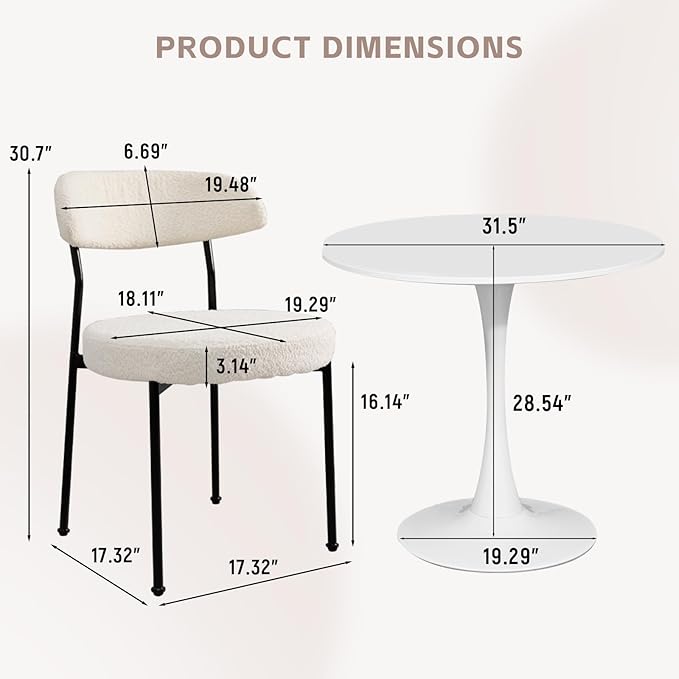 SoarFlash Kitchen Table and Chairs for 2, 31.5" Dining Table Set for 2 w...