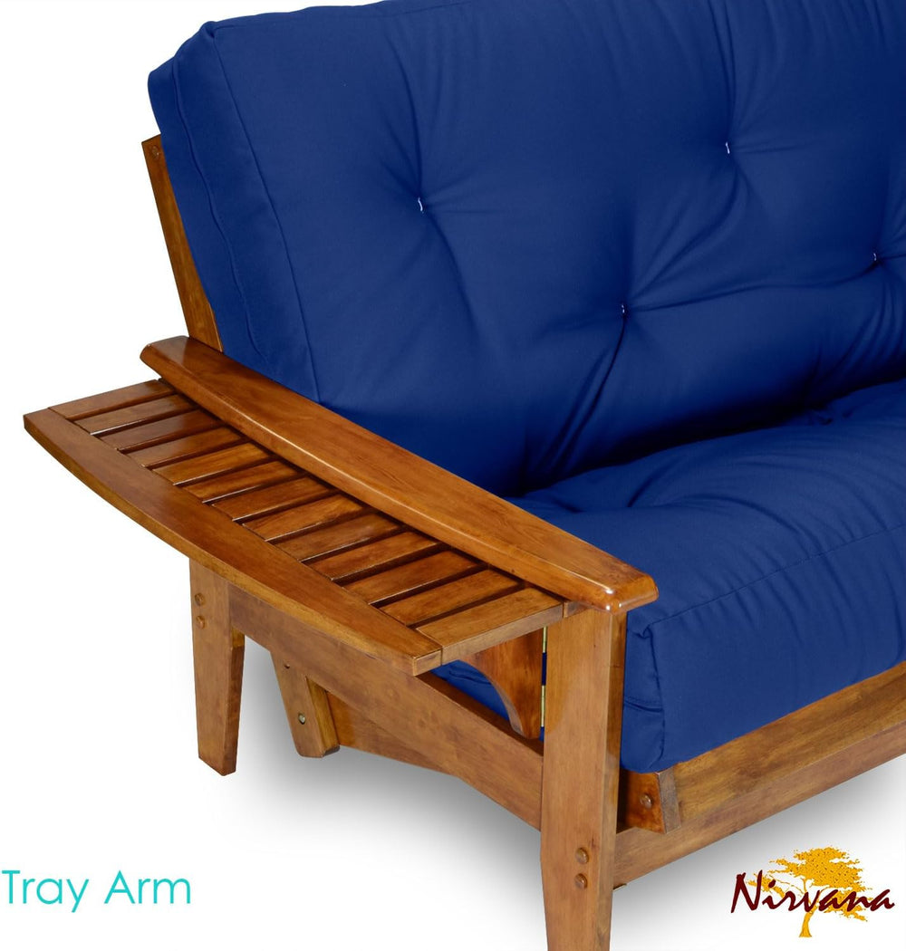 Eastridge Futon Set - Queen Size, Frame, 8" Mattress, Twill Royal Blue C...