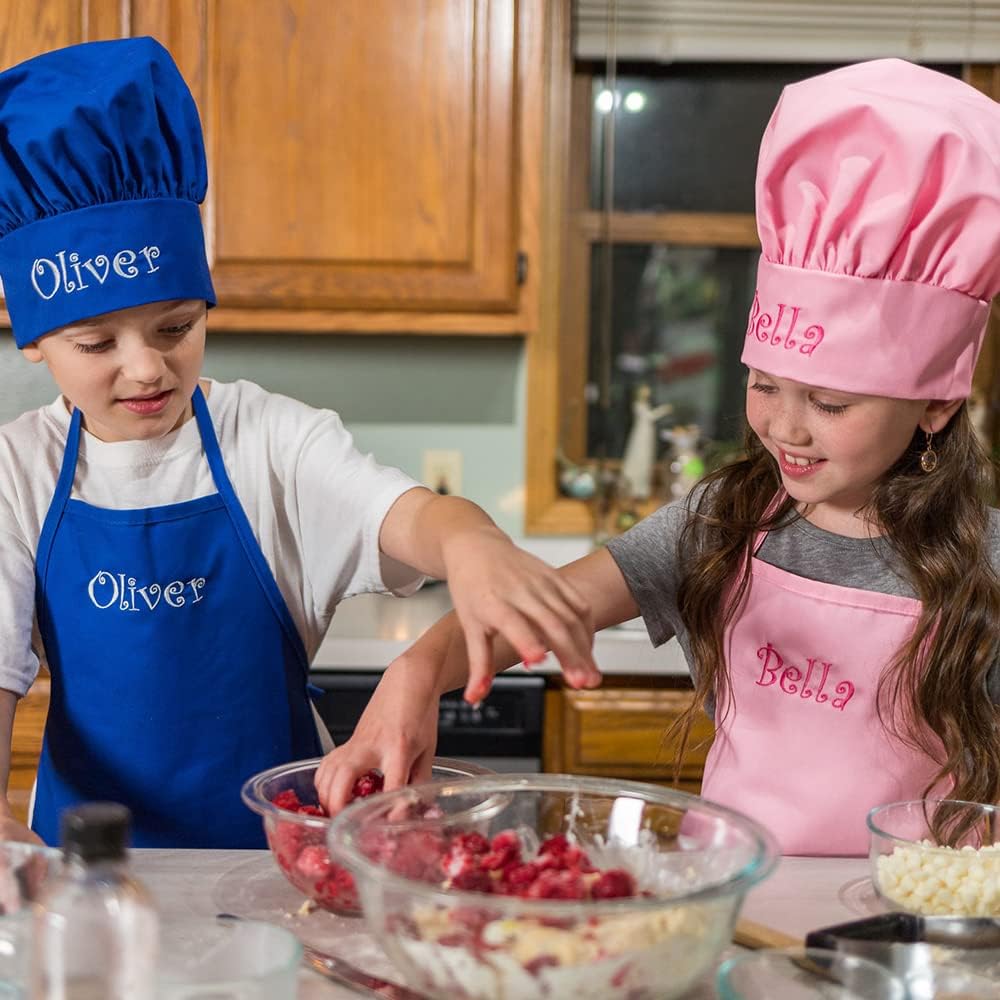 Personalized Embroidered Made In The USA - Add A Name Child Apron and Hat Set - Toddlers & Kids Sizes…
