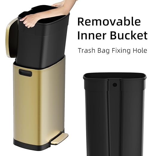 KUK 13 Gallon/50L Stainless Steel Kitchen Trash Can - Image 4
