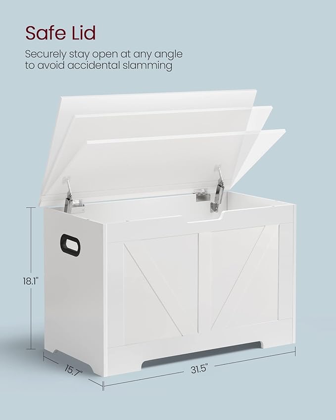 VASAGLE Storage Chest, Storage Trunk with 2 Safety Hinges, Storage Bench, Sho...