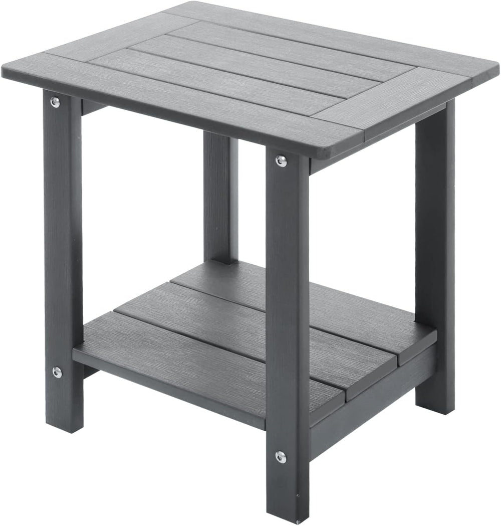 Meluvici Double Adirondack Outdoor Side Table Weather Resistant, Outdoor Rect...