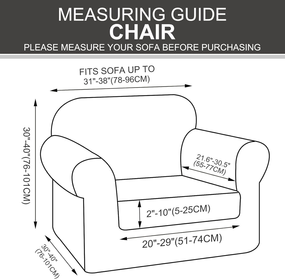 2 Pieces Stretch Chair Cover For Sofa Slipcover, 1 Seat, Steel Blue