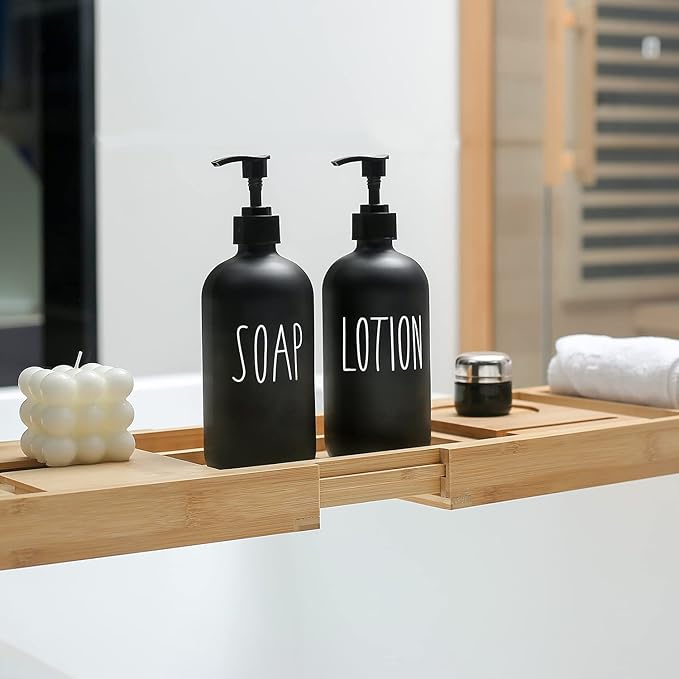 MOMEEMO Matte Black Soap Dispenser Bathroom Set, Contains Lotion and Hand Soap - Image 5
