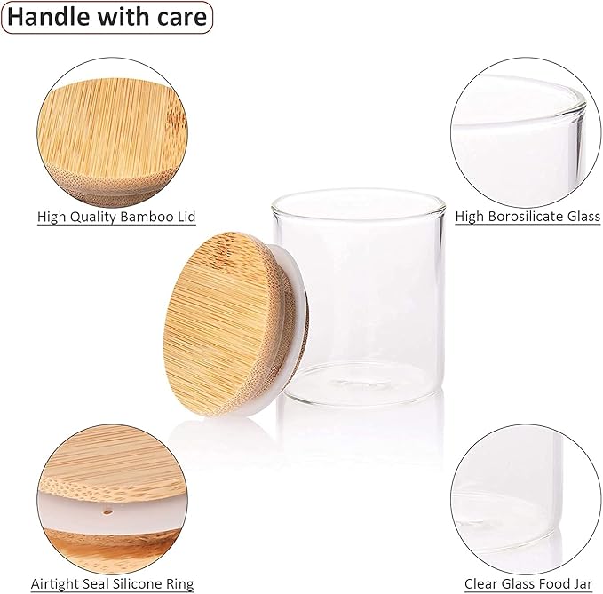 Glass Jars with Bamboo Wooden Airtight Lids 6oz 10oz Spice Jars Food Storage - Image 6
