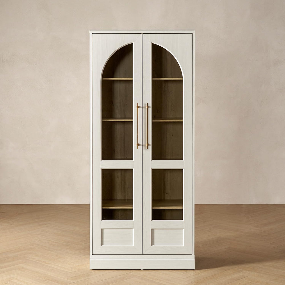 mopio Blake Tall Display Cabinet, Kitchen Buffet Pantry Cupboard, Trophy Disp...