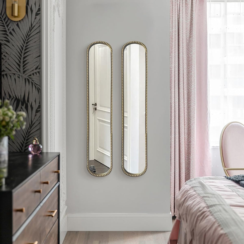 Long Skinny Mirror for Wall,Gold Narrow Oval Mirror for Entryway Bath,Metal F...