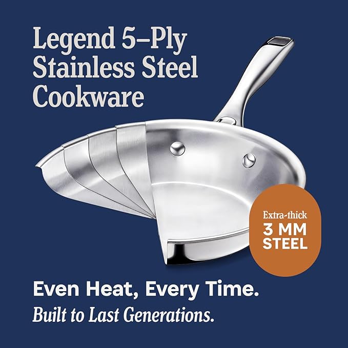LEGEND COOKWARE 5-Ply Stainless Steel 10-Quart Stock Pot - Image 3