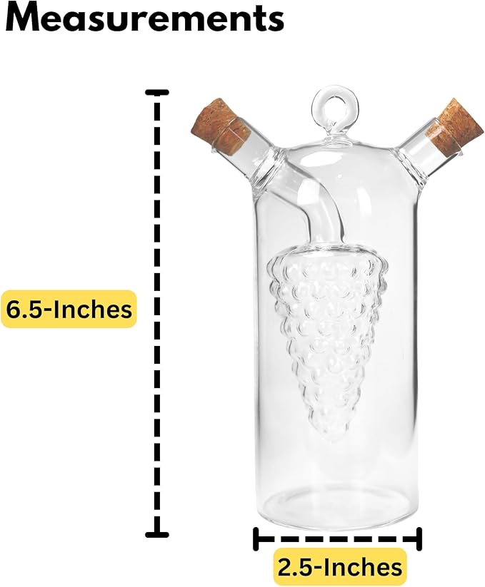 Iconikal 2-in-1 Glass Oil & Vinegar Salad Dressing Cruet Bottle Pourer - Image 5