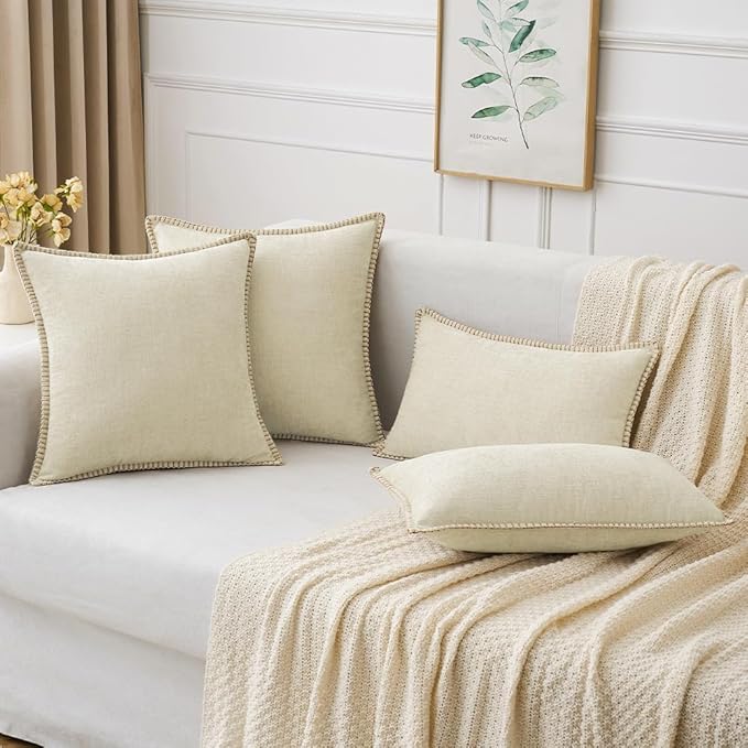MIULEE Pack of 2 Christmas Pillow Covers 18x18 Inch Cream White Farmhouse - Image 5