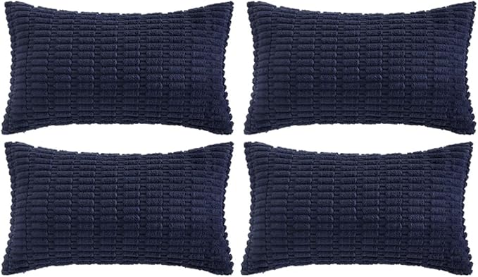 Fancy Homi 4 Packs Navy Blue Decorative Throw Pillow Covers 16x24 Inch by Fancy+Homi