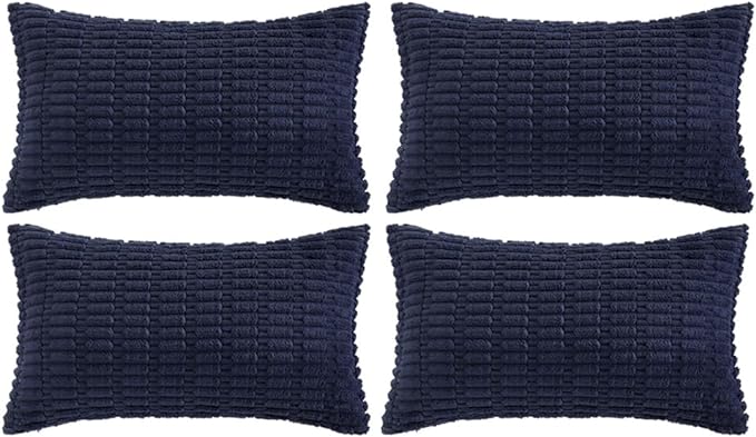 Fancy Homi 4 Packs Navy Blue Decorative Throw Pillow Covers 12x20 Inch by Fancy+Homi