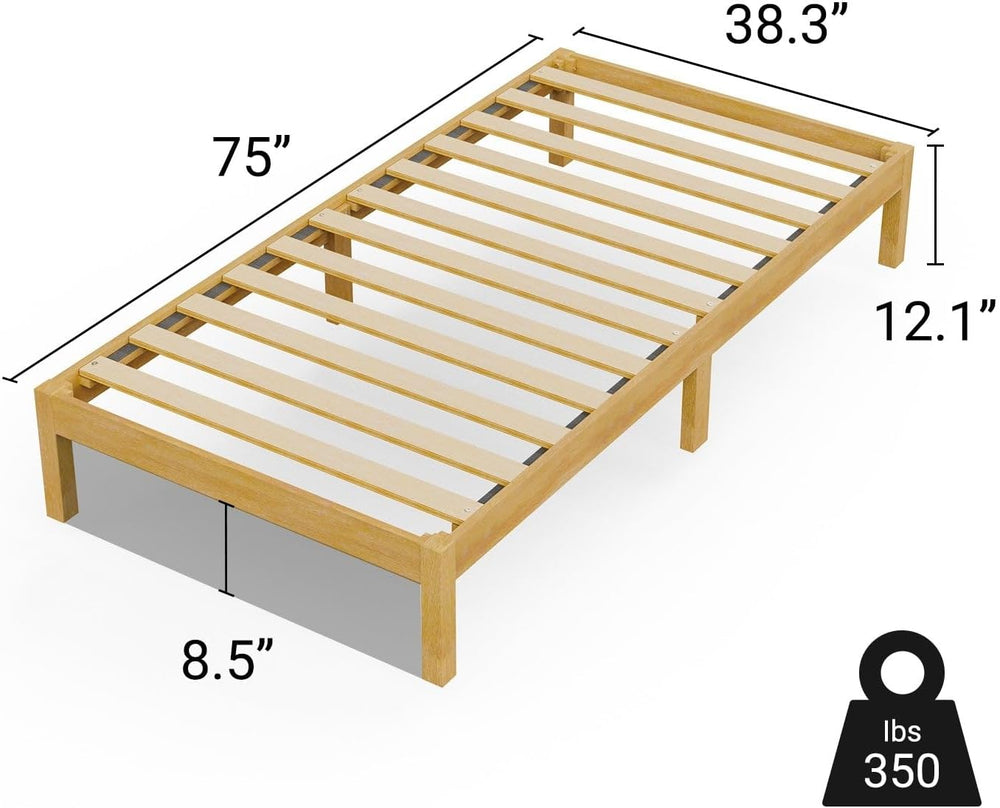 LIFEMENT Twin Bed Frame Classic Wood Platform, Noise Free, Under Bed Storage,...