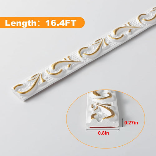 0.8" x49.2 ft peel and stick crown molding shown in use