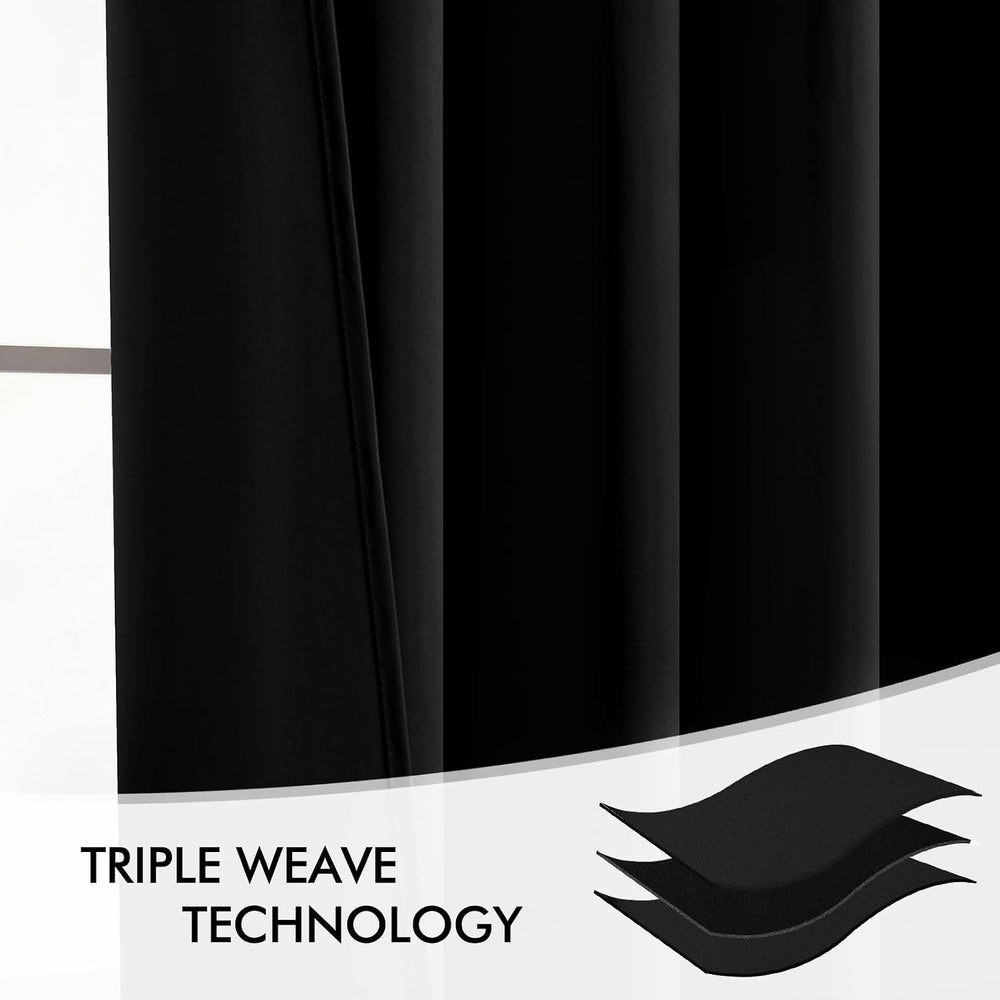 MIULEE 2 Panels Set Black Back Tab Blackout Curtains 52x96 Inch Long