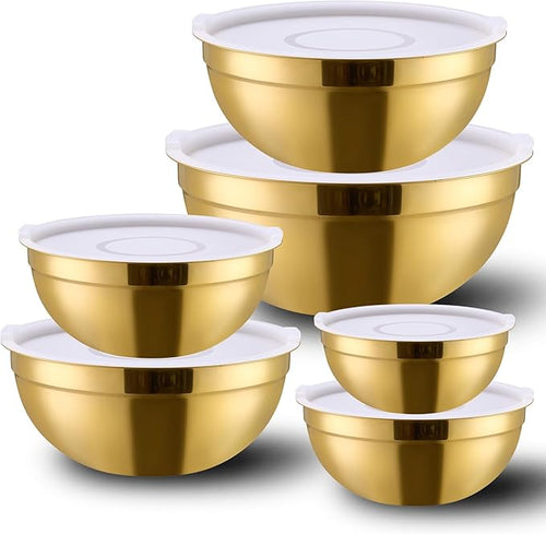 6 Piece Gold Mixing Bowls Set by DINYWOW
