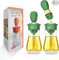 Oil Dispenser with Brush-2Pack 7oz/200ML 2 IN 1 Glass Cooking Oil Dispenser by BENTFINE
