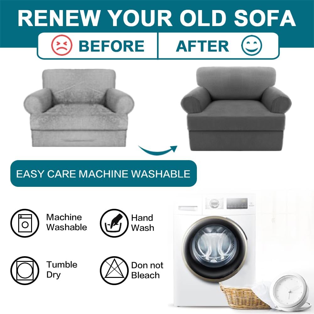 Turquoize T Cushion Chair Slipcover Armchair Slipcover for Living Room Stretc...
