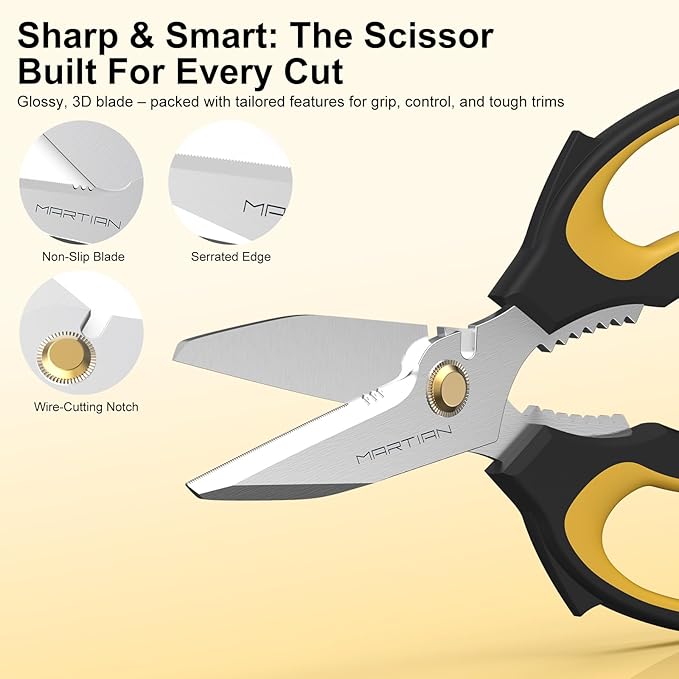 8" Multipurpose Household Steak Scissors – Japanese 420 J2 Stainless Steel - Image 2