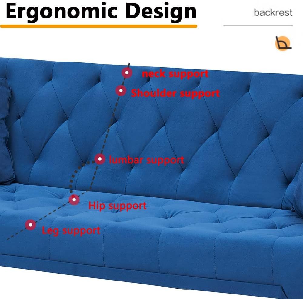 Majnesvon 71" Convertible Folding Sleeper Sofa Couch,Modern Velvet Loves...