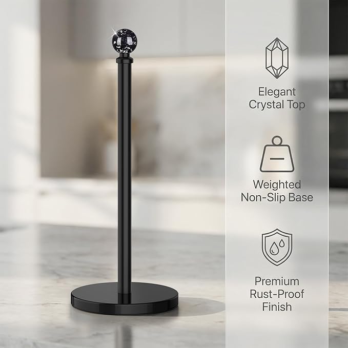 Black Paper Towel Holder Countertop, Unique Black Ball Decor, Brass Paper Towel - Image 4
