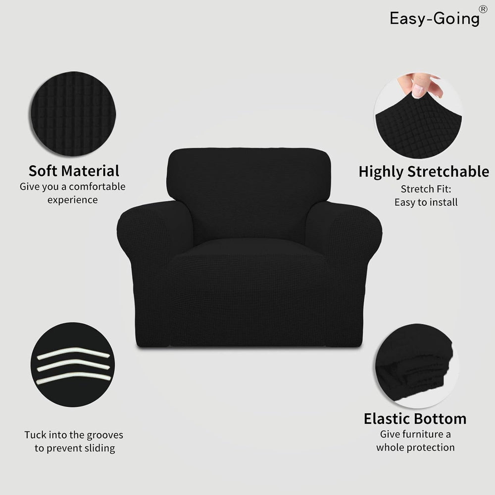 Easy-Going Stretch Chair Slipcover with Arm Washable Black