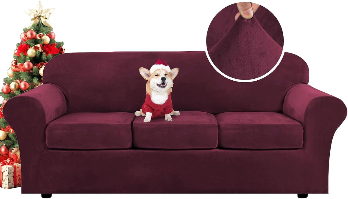 h.versailtex modern velvet plush 4 piece high stretch, main product view