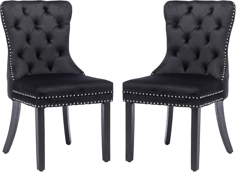 KCC Velvet Dining Chairs Set of 2, Upholstered High-end Tufted Dining Room Ch...