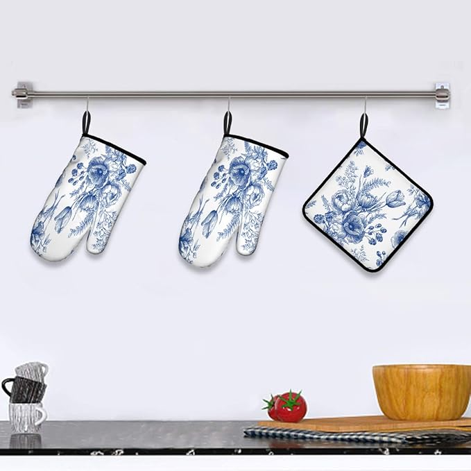 LOKMU Oven Mitts and Pot Holders Set of 3, Kitchen Decor Gifts - Image 5