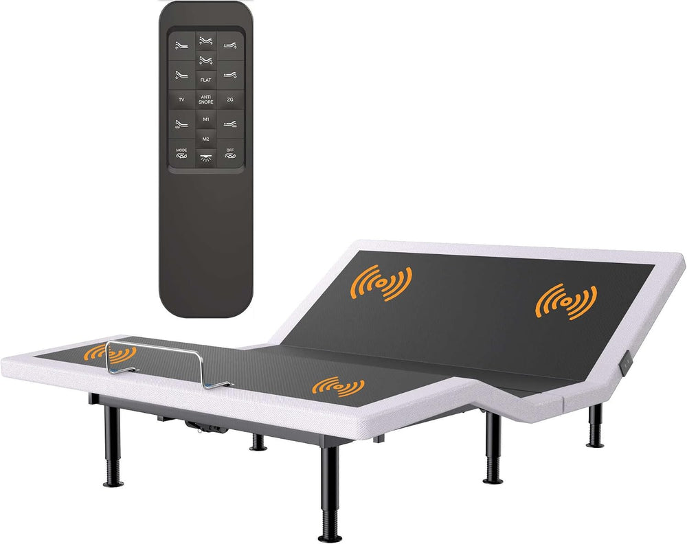 King Adjustable Bed Frame with Massage, Wireless Remote, Head Foot Incline, U...