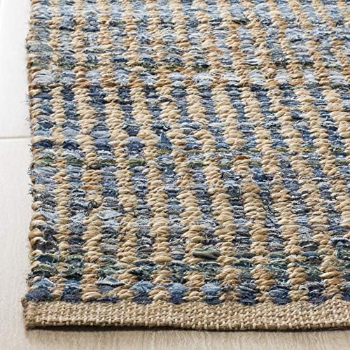 SAFAVIEH Cape Cod Collection Area Rug - 6' x 9', Natural & Blue, ...